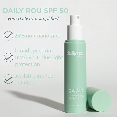 DailyRou Mineral Sunscreen - Hydrating & Brightening Formula for All Skin Types | Lightweight, Non-Greasy, Sheer Finish