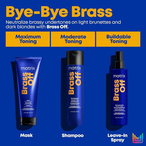Matrix Brass Off Blue Hair Mask - Neutralizes Brassy Tones for Color-Treated Brunettes & Dark Blondes