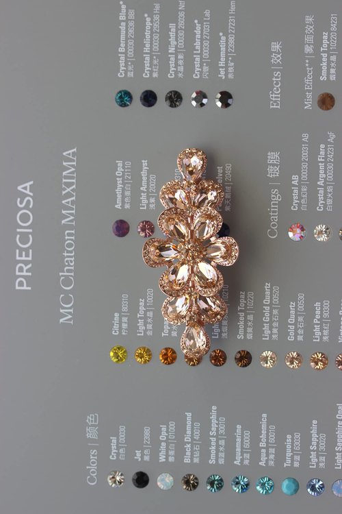 Faship Gorgeous Champagne Rhinestone Crystal Floral Hair Barrette Clip
