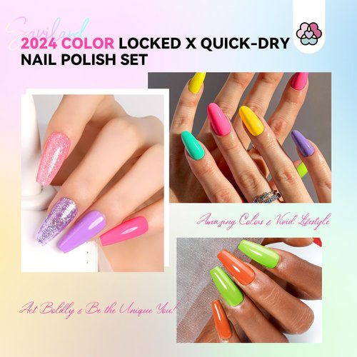 SAVILAND Nail Polish Set: Quick Dry Nail Polish Fingernail 20+3 Pcs Bright Neon Red Green Glitter Regular Nails Polish Kit with Base Top Polish Nail Art Polish DIY At Home Gift for Girls