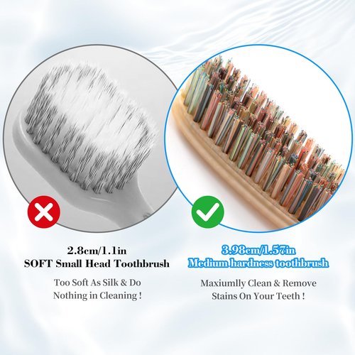 DFBCCZB Big Head Medium Toothbrush Long Head Adult Toothbrush Cleaning Stains whitening Teeth Set of 4.