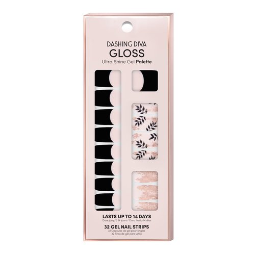 Dashing Diva Gloss Nail Strips - Touch of Gold | UV Free, Chip Resistant, Long Lasting Gel Nail Stickers | Contains 32 Nail Wraps, 1 Prep Pad, 1 Nail File