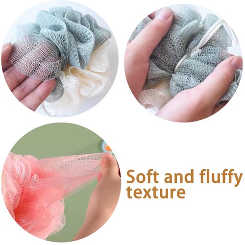 BEAGERUO 12 Pack Travel Size Loofah Individually Wrapped, 30 g Shower Puffs for Body, Mini Bath Sponge Bulk, Multicolor