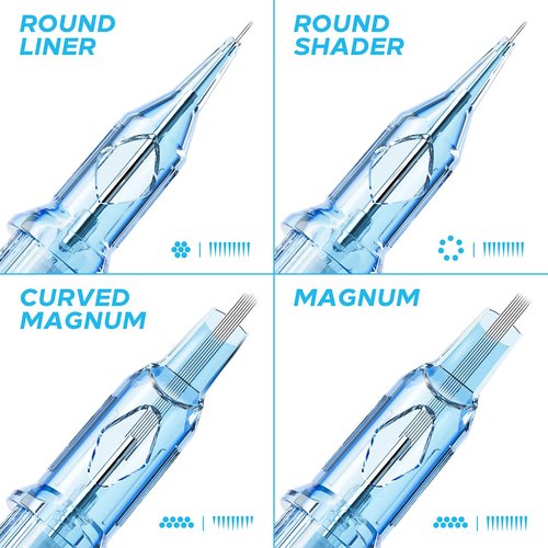 ELIOT Tattoo Cartridges Needles, 20Pcs Tattoo Needles Cartridge #10 Bugpin 3 Round Liner with Membrane Disposable Cartridges Tattoo Needles Long Taper for Permanent Makeup Tattoo Supplies (1003RLL)