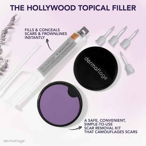 Dermaflage Scar Filler Kit - Waterproof Concealer for Deep Scars - Bronze Dark, 1 Month Supply