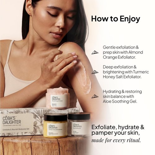 COBA'S DAUGHTER Luxury Spa Gift Set for Women – 3-Piece Mini Body Care Trio with Honey Turmeric, Almond Orange & Aloe Vera – Travel Size Self-Care Gift for Birthday, Valentine & Wedding Favor