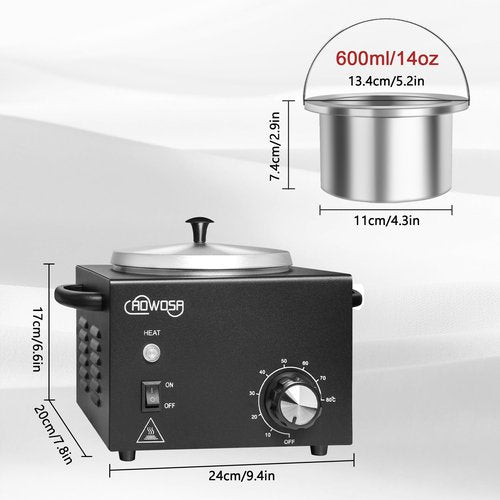 Professional Waxing Kit Wax Warmer Single Pot Wax Heater Machine for Hair Removal, Large Waxing Pot with Non-Stick Easy Clean Pot, 50 Sticks & 20 Collar, for Spa Salon Beauty Esthetician Home (Black)