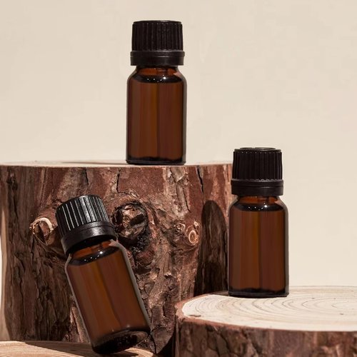 DZREVEOTA 24 Pack 10ml Amber Glass Essential Oils Bottles Empty Glass Dropper Vials Sample Bottle With Orifice Reducer and lid,for Aromatherapy Oils (Amber, 10ml)