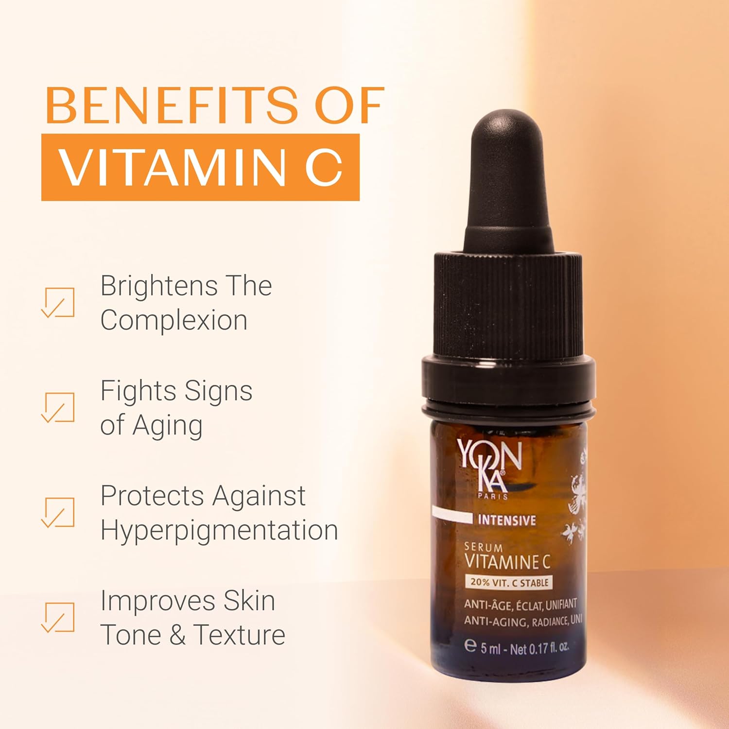 Yon-Ka 20% Vitamin C Serum - Concentrated Anti-Aging Treatment to Even Skin Tone & Boost Collagen | 99% Natural Ingredients