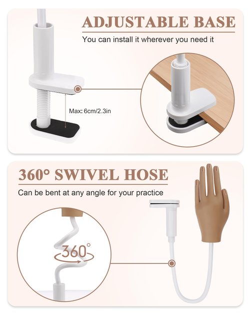 Practice Hand for Acrylic Nails, Silicone Hand for Nail Practice, Nail Tips Won't Fall off Nail Hand, Flexible Nail Practice Hand for Beginners,13.7 x 6.29 x 1.88in