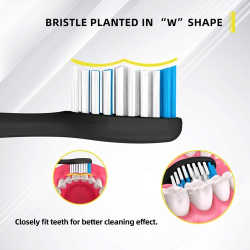 Toothbrush Replacement Heads Compatible with Acteh Toothbrush,with Dust Cover Caps,10 Pack (Black, Medium)