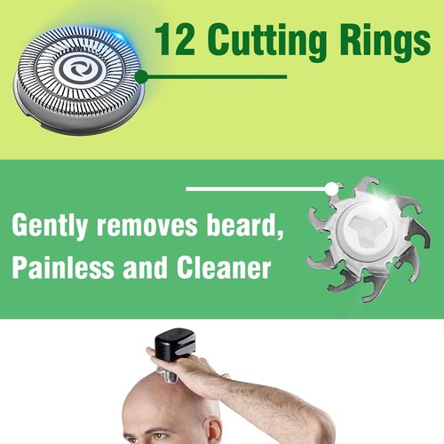 12 Pack Shaver Head Replacement Blade compatible with Sku*l Shaver Pitbull Gold PRO Shaver Replacement Blade 4 Head