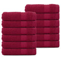 Textila Washcloths - 13x13 Inch 100% Cotton, Super Soft, Highly Absorbent & Lightweight - Ideal for Everyday Use, Spa & Gym (Red - Pack of 12)