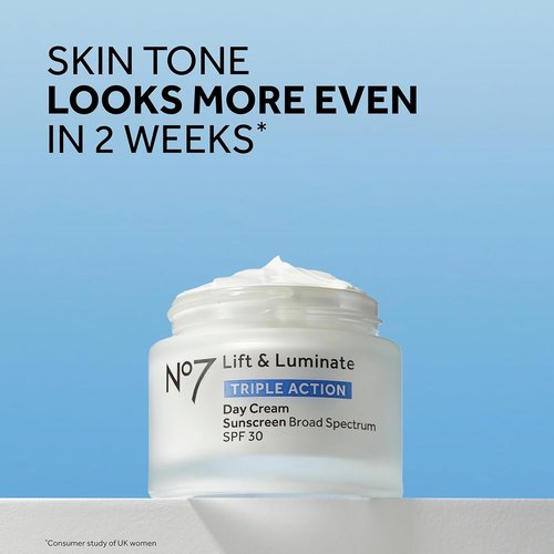 No7 Lift & Luminate Face Cream - Fragrance-Free Anti-Aging Moisturizer with SPF 30 - 1.69 Oz