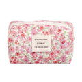 Sminra Floral Makeup Bag Small Travel Cotton Quilted Cosmetic Makeup Bag Organizer, Cute Coquette Aesthetic Zipper Portable Pouch Purse Toiletry Bag accessories