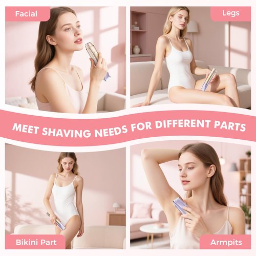 Bikini Trimmer for Women, 2-in-1 Electric Razor for Pubic Hair & Body - Painless Wet/Dry Shaver with IPX7 Waterproof, Rechargeable Cordless Groomer for Legs, Underarm & Face (Mauve)