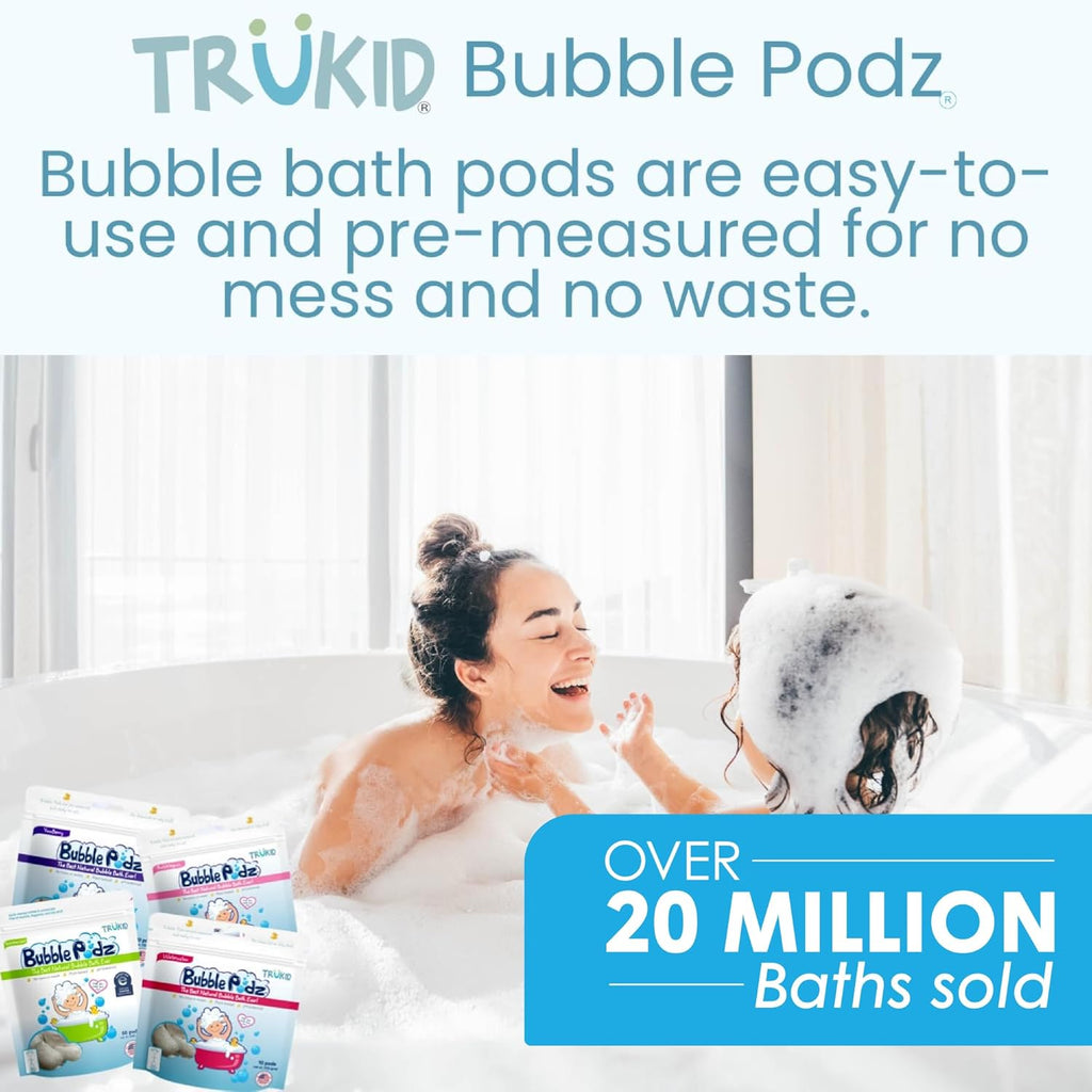 TruKid Bubble Podz | Gentle Bubble Bath for Kids & Toddlers - Eczema-Friendly, pH Balanced, 24 Podz