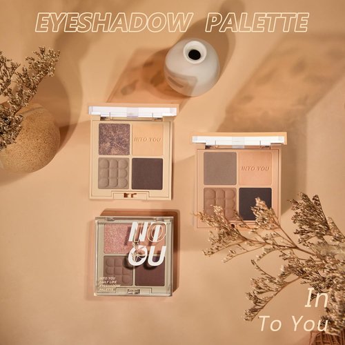 INTO YOU Nude Eyeshadow Palette - 4 Color Matte, Shimmer & Glitter | Long-Lasting Warm Neutral Shades