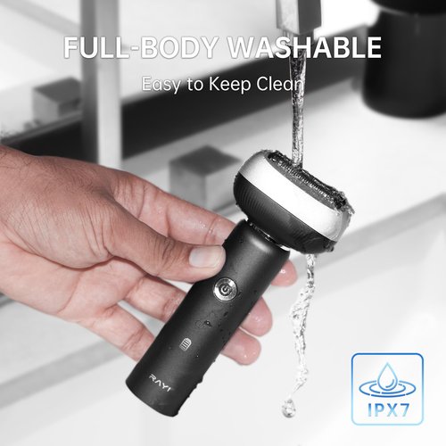 Electric Shaver for Men with Floating Arc 3-Blade, 9000 RPM, Magnetic Head, 1 Hour Fast Type-C Charging, IPX7 Waterproof, Skin-Friendly Blade for Smooth Shaving, Black