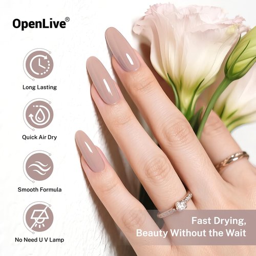 OpenLive Light Brown Nail Polish - 16.5ml Quick Dry Formula for Long-Lasting Shine | Perfect for DIY Nail Art