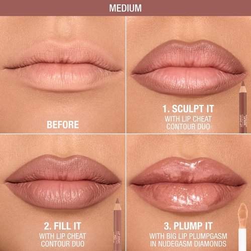 Charlotte Tilbury Lip Cheat Contour Duo | Dual-Sided Lip Liner Pencil for Sculpting & Filling - Prevents Lipstick Feathering