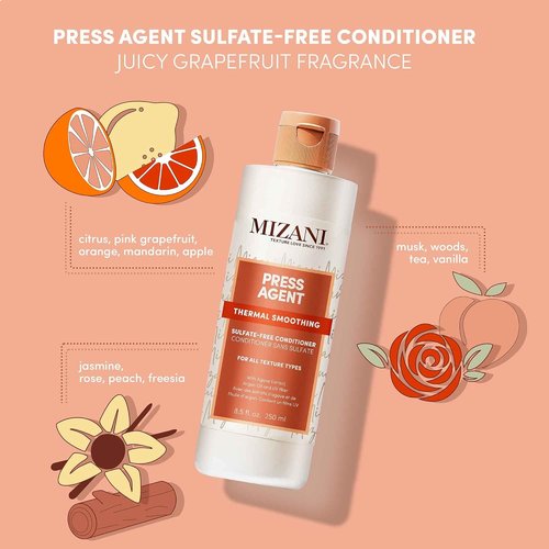 Mizani Press Agent Shampoo & Conditioner Set - Sulfate-Free, Detangles & Moisturizes Hair | 8.5 Fl Oz (Pack of 2)