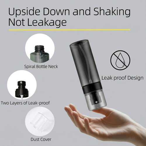 JUNIPLTER 3 Pack Spray Bottles 2oz / 60ml, Fine Mist Small Spray Bottle Leak Proof, Refillable Travel Bottles for Toner, Cosmetics & Hair Care (Black, 2 oz / 60 ml)