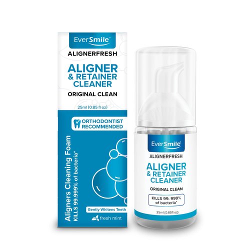 EverSmile AlignerFresh Original Clean Foam – Cleaner Compatible w/Invisalign and All Clear Aligners & Retainers – Eliminates Bacteria, Whitens Teeth, Fights Bad Breath – 25ml (1 Pack)