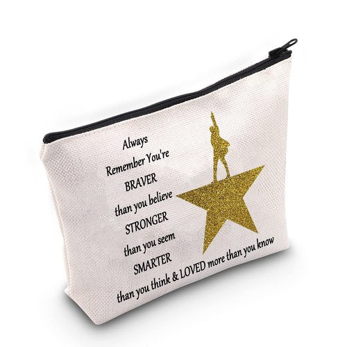 LEVLO Musical Cosmetic Bag Musicals You Are Braver Stronger Smarter Than You Think Theater Makeup Bag (Broad Bag)