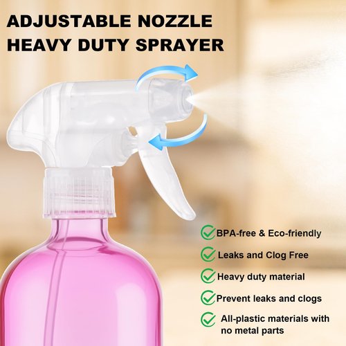Hethyo Glass Spray Bottles with Silicone Sleeve 16.9oz 2 Pack Empty Spray Bottle for Hair Mist/Stream Spraying Refillable Containers for Cleaning Solutions, Plants (Gradient)