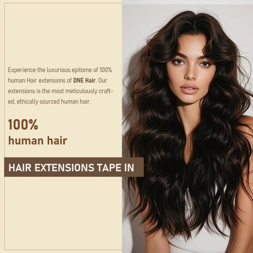 DNE Tape in Hair Extensions Real Human Hair 16 inches 20Pcs/40g/Pack Seamless #2 Dark Brown Dark Color Straight Invisible Double Sided Tape in Hair Extensions for Women/Girls Can Bleached and Curl