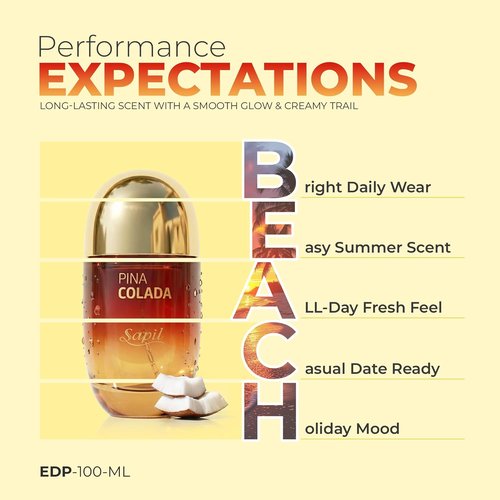Sapil Pina Colada Perfume for Women - Tropical Freshness for Summer - Long-Lasting 100ml Eau De Parfum
