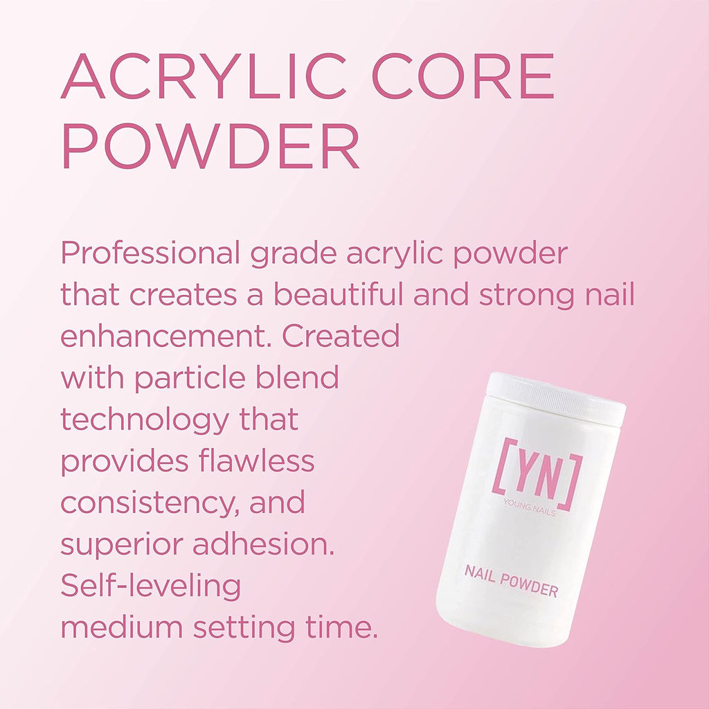 Young Nails Acrylic Cover Powder - Professional Self-Leveling Nail Powder for Extensions | Clear Nude Pink, 660g