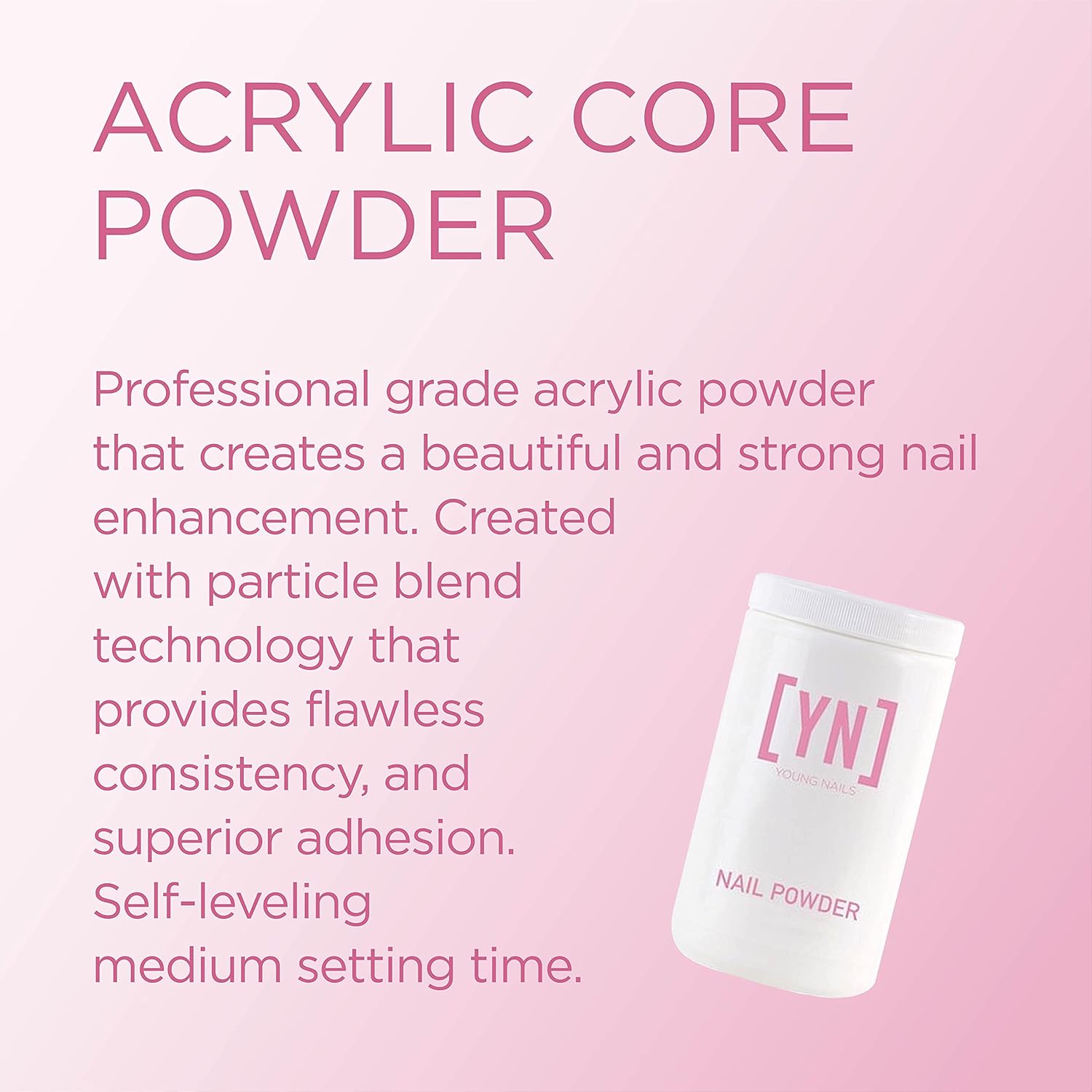 Young Nails Acrylic Cover Powder - Professional Self-Leveling Nail Powder for Extensions | Clear Nude Pink, 660g
