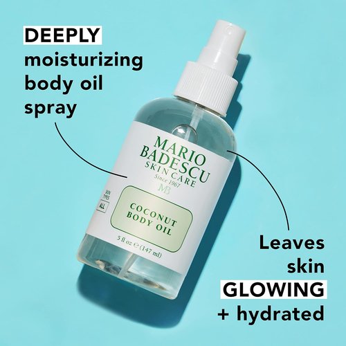 Mario Badescu Coconut Body Oil - Lightweight Hydrating Skin Care with Coconut Oil & Shea Butter | Perfect for Post-Shower Massage