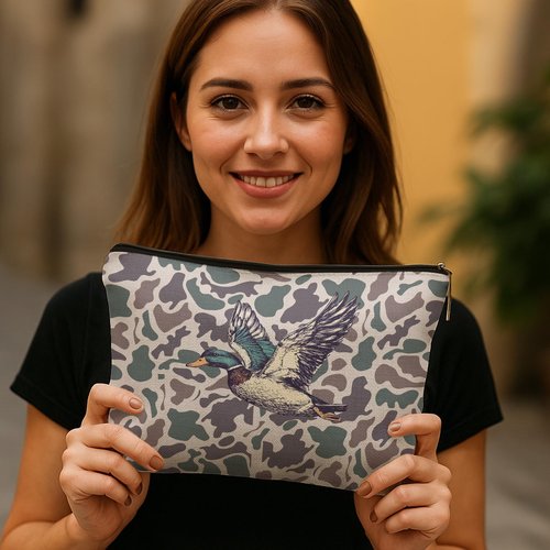 DOFQZ Vintage Mallard Duck Camo Makeup Bag, Duck Hunting Hunter Gifts Cosmetic Bags for Women, Camouflage Wildlife Wild Animal Makeup Zipper Pouch