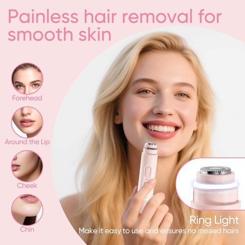 Vankoo Facial Hair Remover & Eyebrow Trimmer - 2 in 1 Eyebrow & Face Shaver for Women - Rechargeable Face Razors for Women with Built-in LED Lights - Painless Hair Removal for Flawless Skin & Makeup