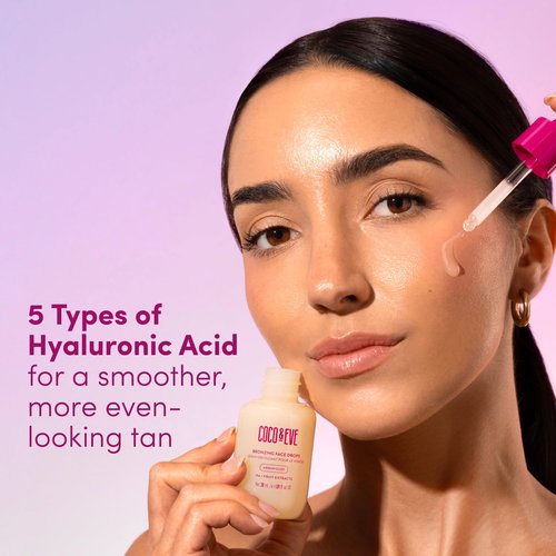 Coco & Eve Sunny Honey Bronzing Face Tanning Drops (Medium Glow) for Natural Self Tanning Hydrating Hyaluronic Acid. Gradual Face Tanning Serum. Indoor Sunless Moisturizing Self Tanner (1 fl oz)