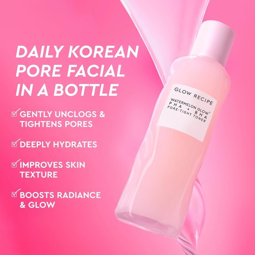 Glow Recipe PHA + BHA Face Toner - Korean Exfoliating Toner for Pores, Hydrating Watermelon & Cactus Water (150ml)