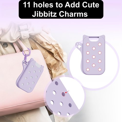 Frezonika Hand Sanitizer Case with 30 Charms for Touchland, Compatible with Power Mist 1 FL Oz/30ML, Croc-Style Touchland Holder (Cute Pink Food Charms)