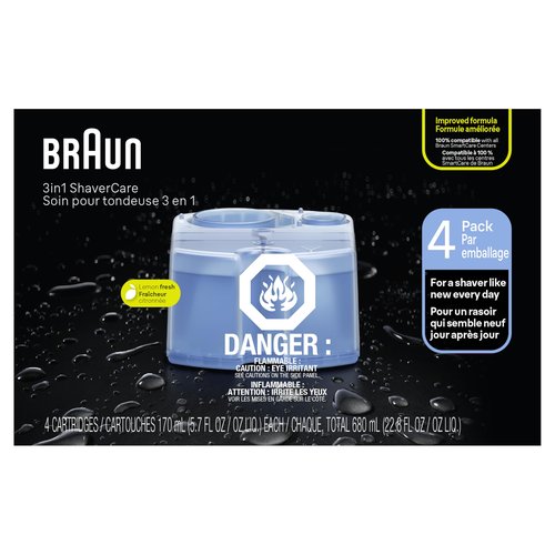 Braun Clean & Renew Refill Cartridges CCR, Replacement Shaver Cleaner Liquid Solution for Clean&Charge System, Pack of 4