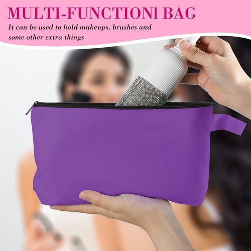 Saintrygo 10 Pieces Canvas Makeup Bags Bulk for Women Travel Cosmetic Organizer Plain Storage Pouch Multi-Purpose Blank Travel Toiletry DIY Craft Bags with Zipper(Bright,9.8 x 5 x 2 Inch)