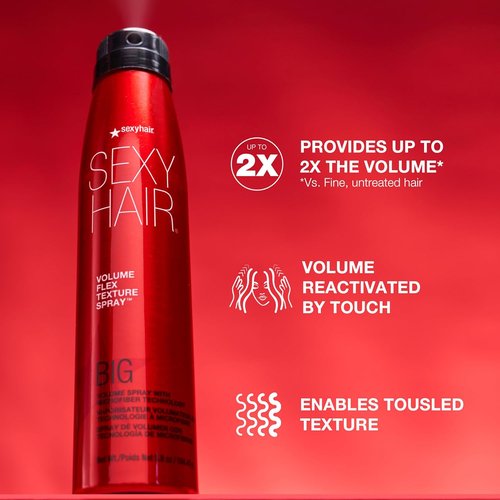 SexyHair Big Volume Flex Texture Spray - Microfiber Technology for Flexible Fullness | 2x Volume Boost