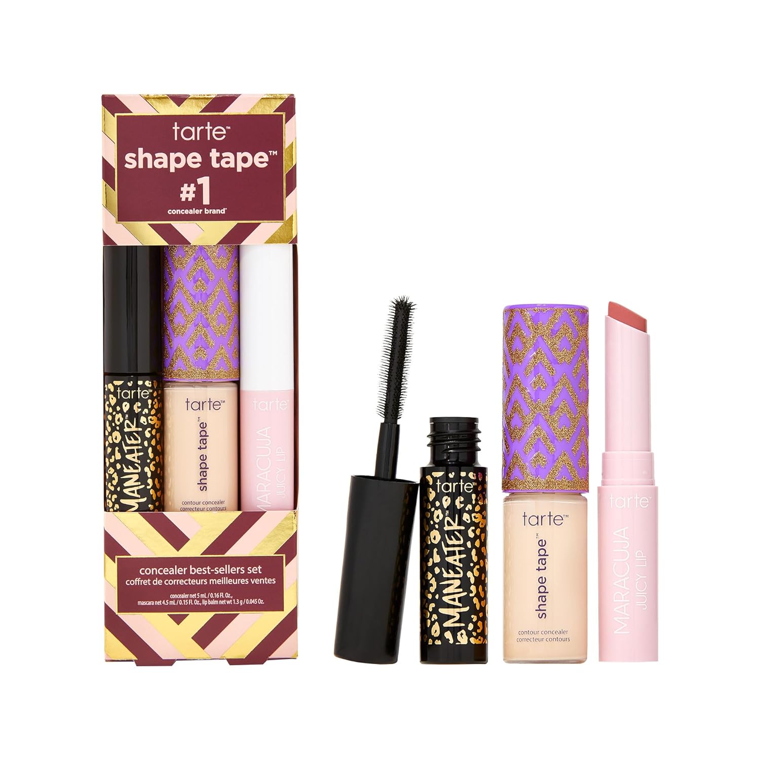 Tarte Shape Tape Best-Sellers Set - Shape Tape Concealer, Hydrating Lip Gloss Balm & Mascara for Volume and Length