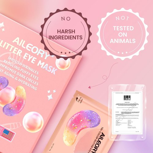 AILEORY Under Eye Patches (24 Pairs) - Tri-color Glitter Eye Gel Pads for Dark Circles, Puffy Eyes, Under eye Bags, Wrinkles | Natural Collagen Under Eye Mask Patches, Valentines Day Gift for Her