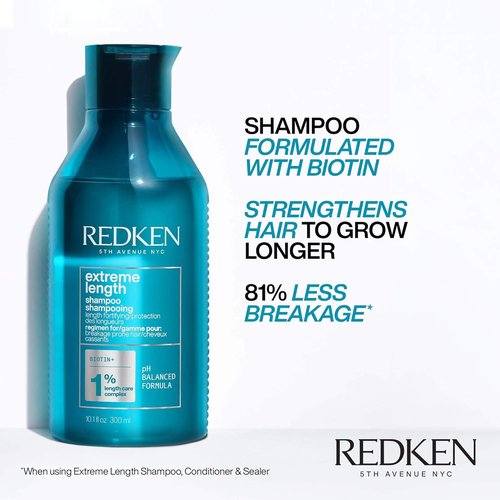 Redken Extreme Length Biotin Shampoo - Promotes Healthy Hair Growth & Strengthens Damaged Hair
