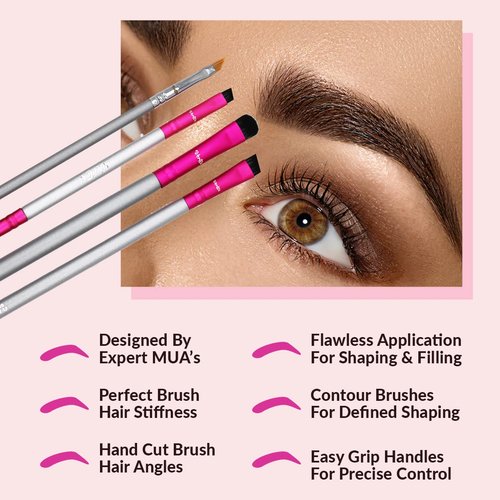 Skiennix Eyebrow Brush Kit - Thin Angled Brushes for Shaping & Concealing | Duo Spoolie & Firm Bristles
