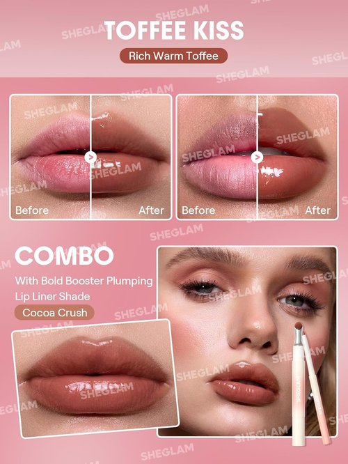SheGlam Hydrating Lip Gloss - Cruelty-Free Plumping Formula in Toffee Kiss Shade