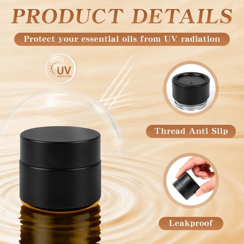 0.5 oz Glass Jars with Lids, Small Empty Cosmetic Jars with Inner Liners, Frosted Finish Sample Containers for Lip Balm, Ointments, Salves, Creams, Candle Making (48 Pack, Black Frosted)