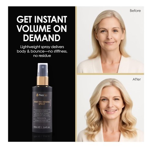 ThickTails Hair Thickening Spray - Instant Volume & Fuller Look for Fine Hair | Lightweight, No Residue, 3.4 fl oz